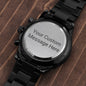 Men's Black Chronograph Watch with Custom Engraved Back
