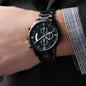 Men's Black Chronograph Watch with Custom Engraved Back