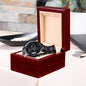 Men's Black Chronograph Watch with Custom Engraved Back