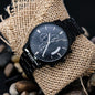 Men's Black Chronograph Watch with Custom Engraved Back